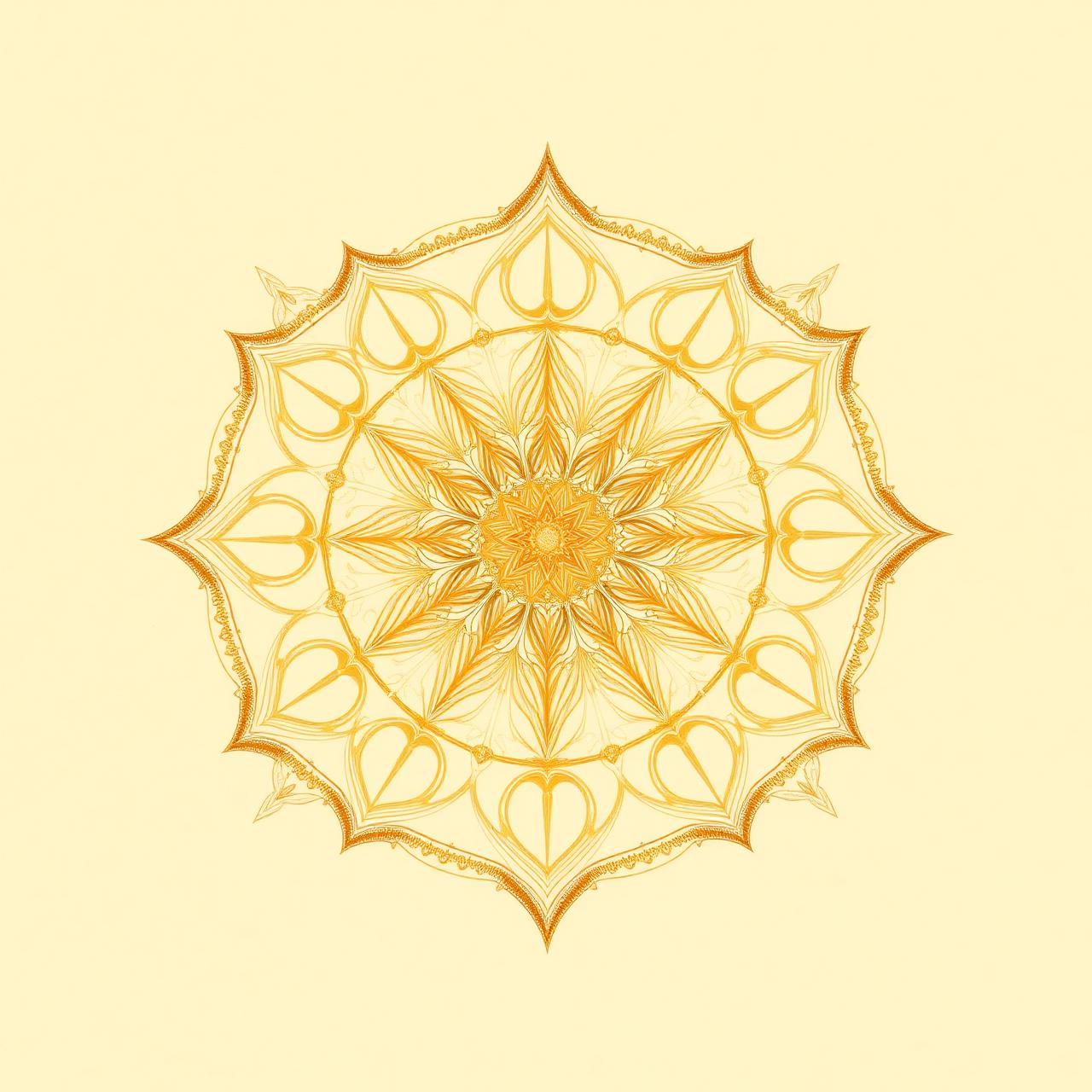 A luminous gold mandala glyph on ivory parchment